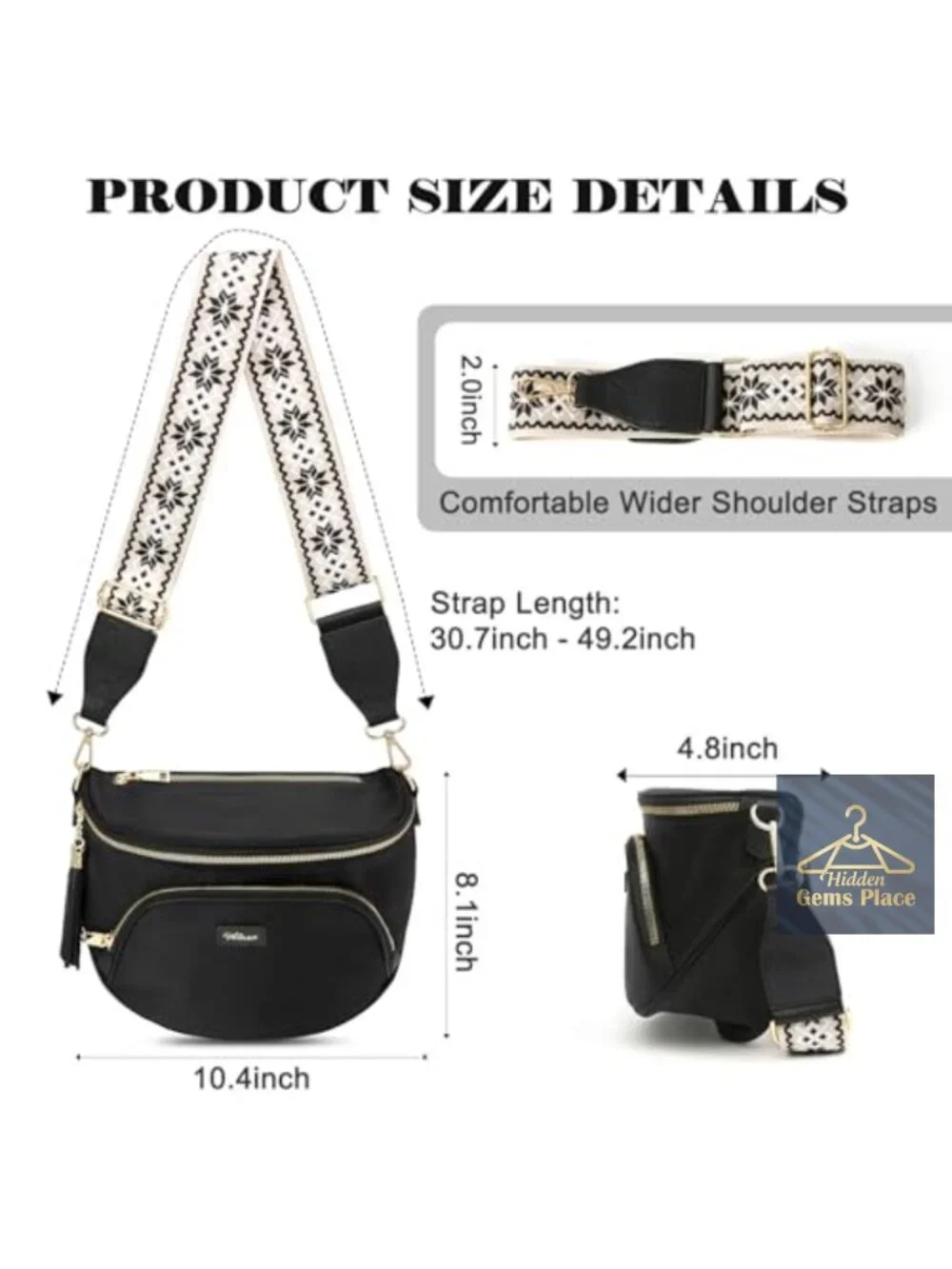 Anti Theft Crossbody Bag Waterproof Nylon Fanny Pack Spacious Travel Purse